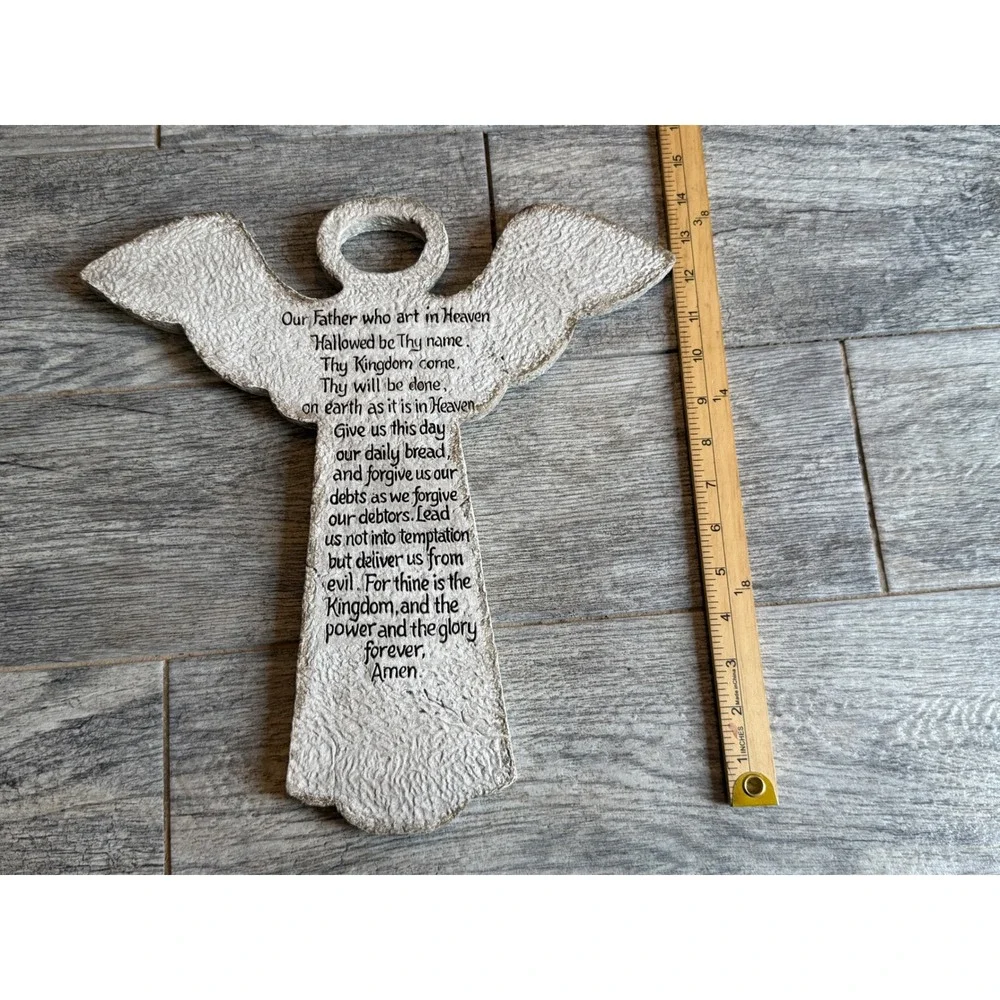 Caffco Lord's Prayer Angel Wall Plaque Rustic Religious Decor Cross Scripture